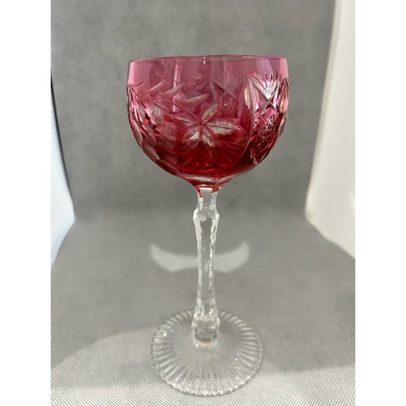 Beyer Crystal BEZ1 Cranberry Wine Hock EXCELLENT+ Grape Cut - Picture 2 of 7
